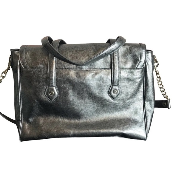 New Elaine Turner Aubrey Stamped Platinum Leather Large Shoulder Bag - Picture 11 of 12